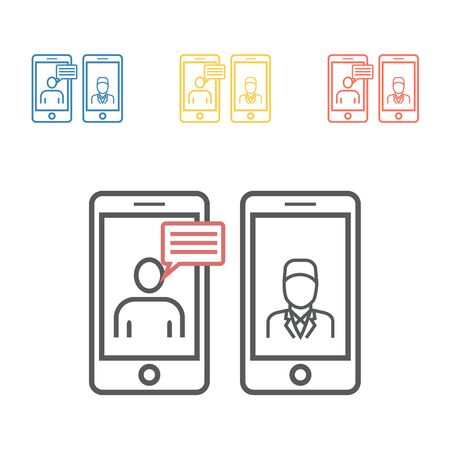 Online Doctor line icon. Vector signs for web graphicsのイラスト素材