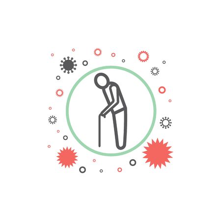 Old man. Virus protection. Vector signs for web graphicsのイラスト素材