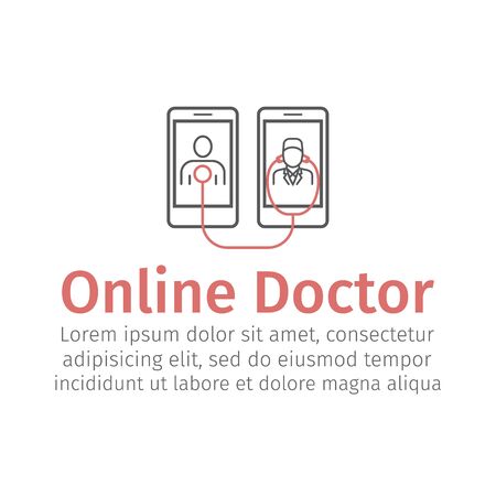 Online Doctor line icon. Vector signs for web graphicsのイラスト素材