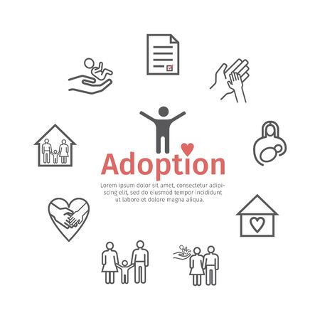 Adoption line icons set. Infographics. Vector signs for web graphicsのイラスト素材