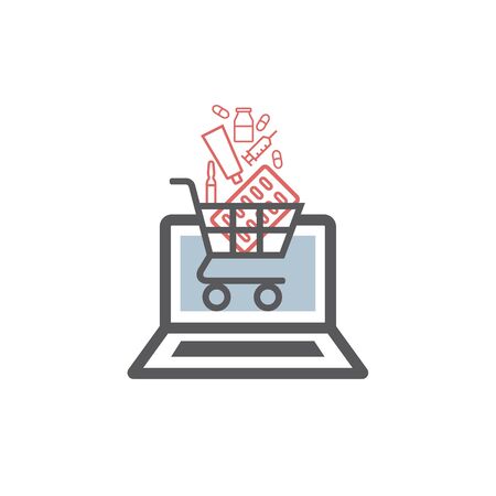 Online pharmacy line icon. Vector sign for web graphic.のイラスト素材