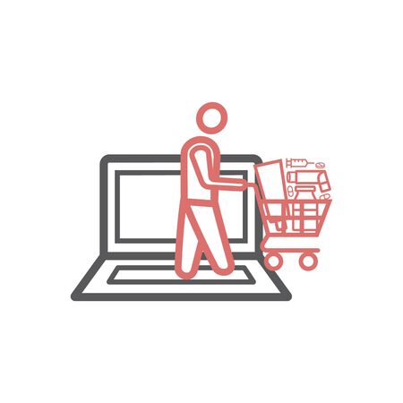 Pharmacy Online. Line icon. Ordering drugs. Vector signs for web graphics.のイラスト素材