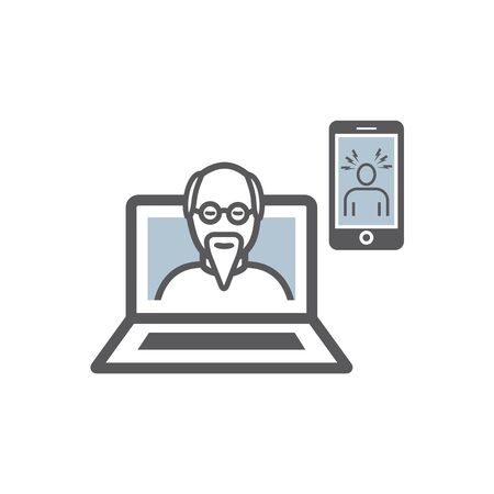 Psychology online concept icon. Psychotherapeutic session. Chat with psychologist. Vector sign for web graphic.のイラスト素材