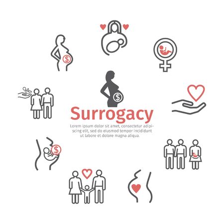 Surrogacy line icons set. Vector signs for web graphicsのイラスト素材