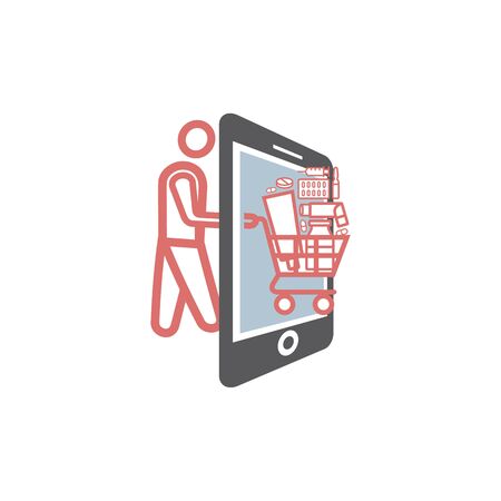 Pharmacy Online. Line icon. Ordering drugs. Vector signs for web graphics.のイラスト素材