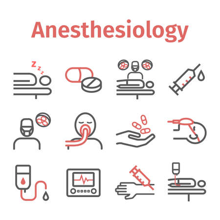 Anesthesia line icons. Anaesthetic Department. Health center. Vector sign for web graphics.のイラスト素材