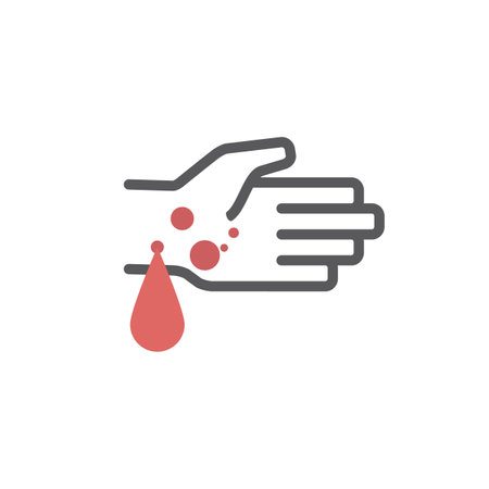 Hand blood drop symbol. Vector signs for web graphics.のイラスト素材