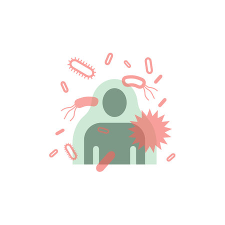 Immunity system Flat icon. Human immune system vector design. Virus and bacteria illustrationのイラスト素材