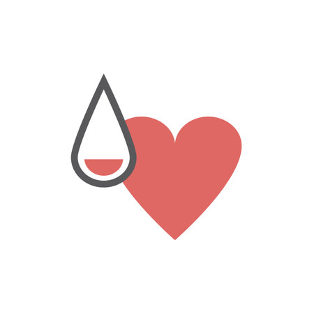 Vector red bleeding heart for world Hemophilia day, world Donor day, medical concept, heart shape with falling drops of red blood.のイラスト素材
