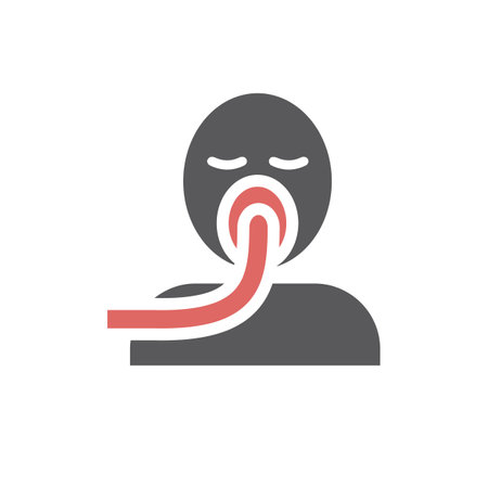 Vector illustration of artificial ventilation by airway medical. Flat iconのイラスト素材