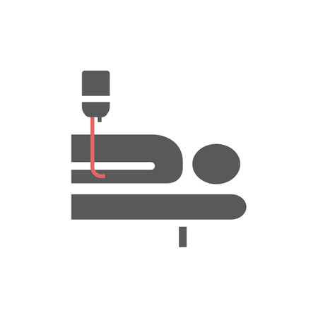 Hospital bed. Man in a coma. Vector sign for web graphic.のイラスト素材