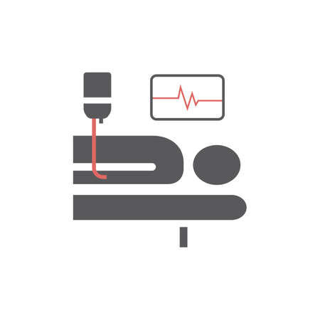 Hospital bed. Man in a coma. Vector sign for web graphic.のイラスト素材