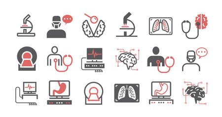 Medical diagnostic icons set. Health center. Vector sign for web graphics.のイラスト素材