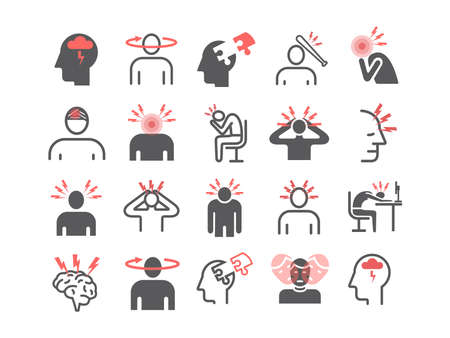 Headache icons. Symptoms. Vector signs for web.のイラスト素材