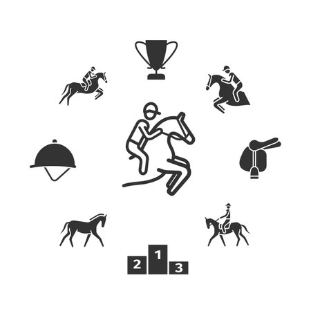 Horse icons set. Equestrian. Vector signs for web graphicsのイラスト素材