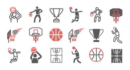 Basketball line icons. Vector signs for web graphics.のイラスト素材