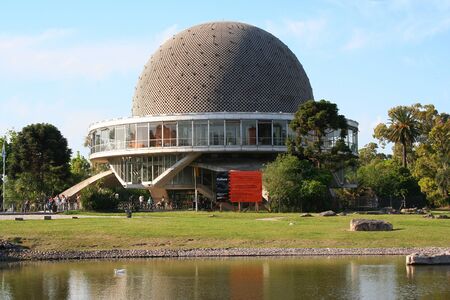 BUENOS AIRES, ARGENTINA - NOVEMBER 14: people going out of the Galileo Galilei in Buenos Aires, an sphere architecture built near of a lake, on November 14, 2006, in Buenos Aires, Argentinaのeditorial素材