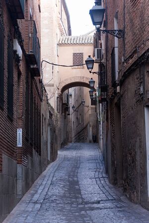 traditional street in toledo, spainの写真素材