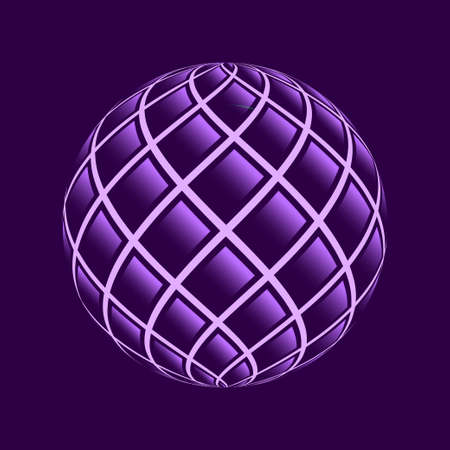 symmetrical ball circle vector, purple background, smooth lines on each curve. good for design materialのイラスト素材