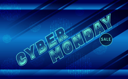 Cyber monday sale banner, with blue abstract background Illustrationのイラスト素材