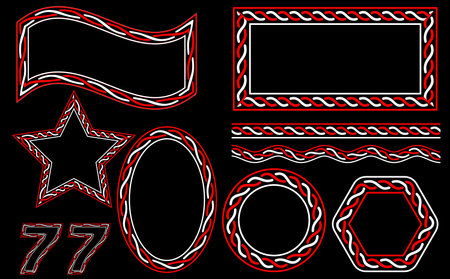 red and white frame set, with various shapes, good for indonesian independence day designのイラスト素材