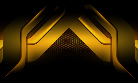 Abstract black and gold luxury background, with gradient and overlapping shapes, with light effectのイラスト素材