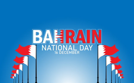 poster for Bahrain national day celebration. National day vector with Bahrain flag, Bahrain National Dayのイラスト素材