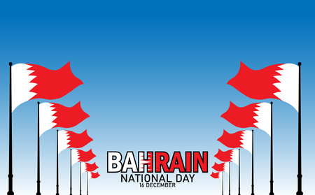 Bahrain national day celebration greeting card. National day vector with Bahrain flag, Bahrain National Dayのイラスト素材