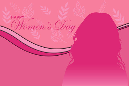 greeting card for happy women's day, with a silhouette of a beautiful woman. Strong and courageous girls support each other. Fraternity and friendship women pattern backgroundのイラスト素材