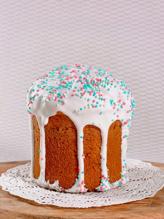 Traditional Easter cakes. Glaze and sprinkle. Cookies