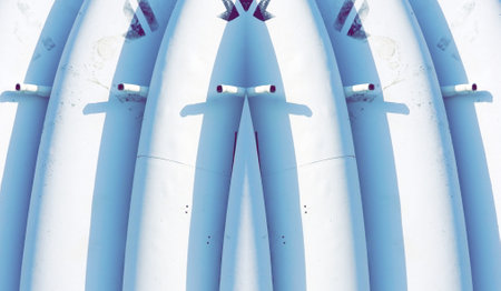 Set of surfboards. Surf background. Symmetrical Abstract Backgroundの写真素材