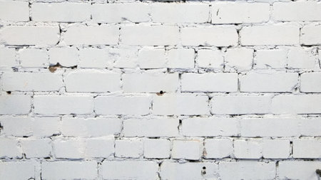 Wall Background. White Rustic Texture Brickwork. Retro Whitewashed Old Brick Wall Surface. Vintage Structure.の写真素材