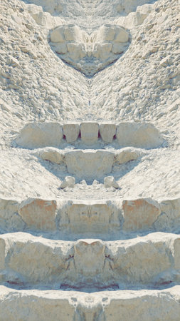 Symmetrical Stone Abstraction with Heart Shape on the Top. Mirrow Effect Illustration. Creative...