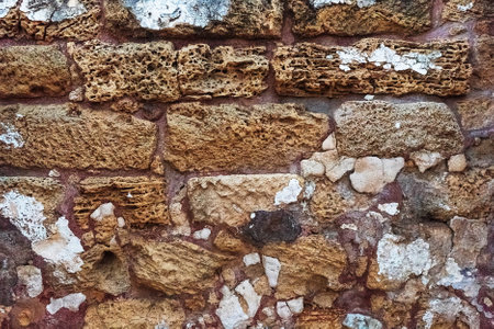 Close-Up View of an Aged Brick Wall With Eroded Mortar and Texture Variations