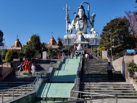 15 November, 2021 Sikkim, India. Char Dham Huge Lord Shiva Statue, Temple Namchi, Sikkim, India ..のeditorial素材