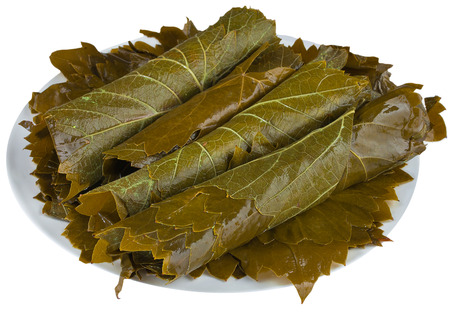 pickled grape leaf isolatedの写真素材