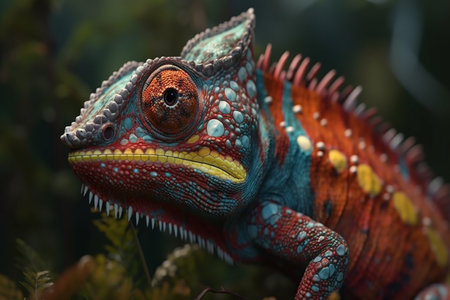 Colorful chameleon in the jungle. Close-up.の素材