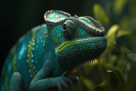 Close up of a veiled chameleon - Furcifer pardalisの素材