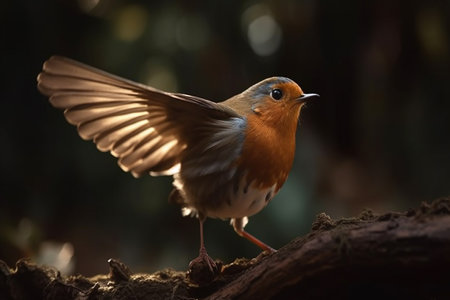 Robin Bird (Erithacus rubecula) on a logの素材