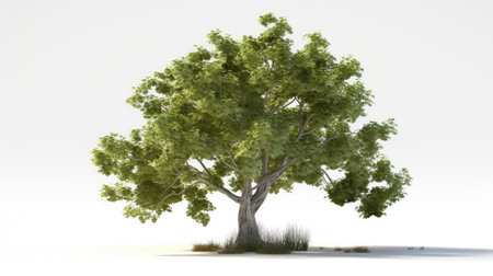 Tree isolated on a white background. 3d rendering. Computer digital drawing.の素材