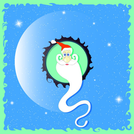 Moonlight santa on new year's eveのイラスト素材
