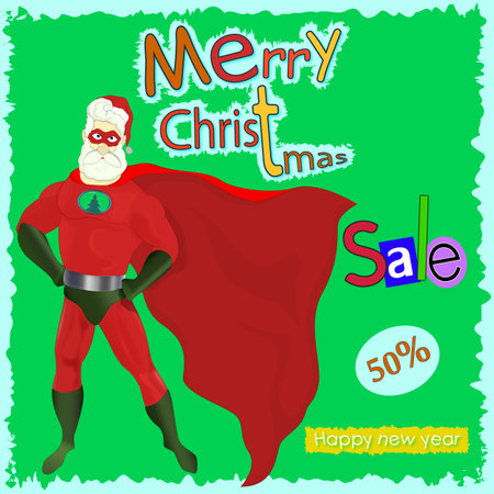 super santa  comic illustrationのイラスト素材