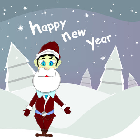 santa on a winter backgroundのイラスト素材