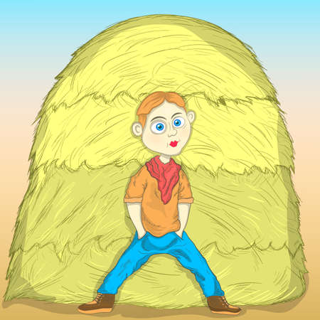 the guy at the haystackのイラスト素材