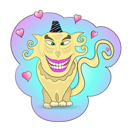 smiling cat with hearts greeting cardのイラスト素材