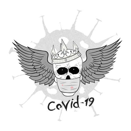 skull with crown and wingsのイラスト素材