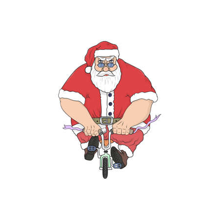 Illustration of Santa Claus on a children's bicycleのイラスト素材
