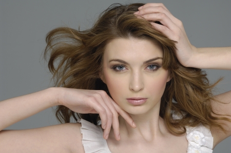 Beautiful girl with health skin of faceの写真素材