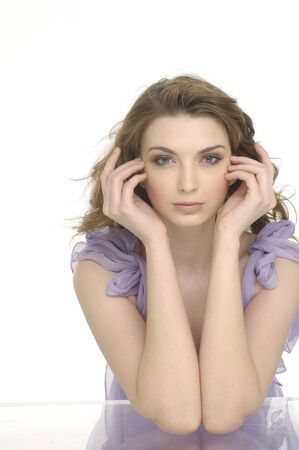 Beautiful girl with health skin of faceの写真素材