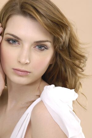 Beautiful girl with health skin of faceの写真素材